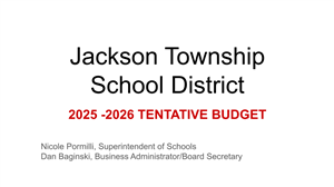 cover of tentative budget presentation for 2025-2026